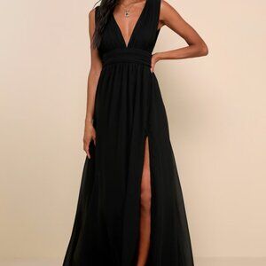 Lulus Heavenly Hues Black Maxi Dress - Size M